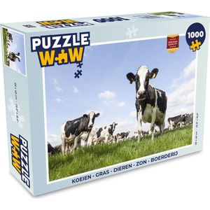 Puzzel Koeien - Gras - Dieren - Zon - Boerderij - Legpuzzel - Puzzel 1000 stukjes volwassenen