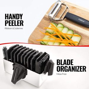 Professionele 11-in-1 Mandoline Snijder voor Groenten - Handmatige Keuken Snijmachine met Kaasrasp en Sapcentrifuge