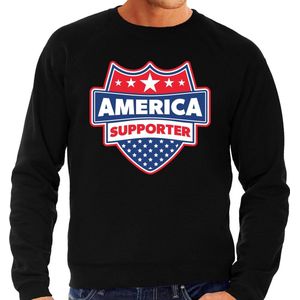 America supporter schild sweater zwart voor heren - Amerika/USA landen sweater / kleding - EK / WK / Olympische spelen outfit XL
