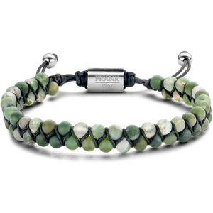 Frank 1967 7FB 0476 Armand Heren - Groen agaat - 4mm - beads - Gevlochten - Element - verstelbaar - Staalkleurig