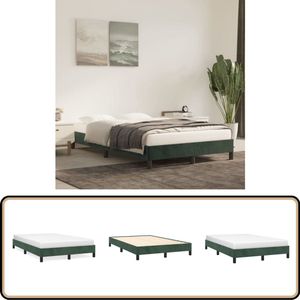 vidaXL Bedframe 120x200 cm - Fluweel Donkergroen Donkergroen Bedframe - Fluweel Bed - Tweepersoons Bed - Boxspring Bed - Stapelbare Bedden