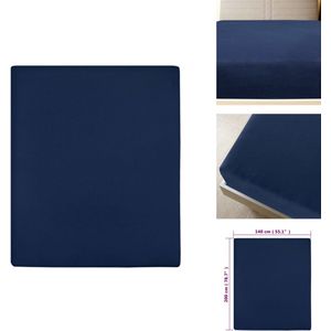 vidaXL Jersey Hoeslaken - Marineblauw - 140x200 cm - 100% katoen - Hoeslaken