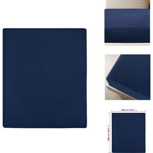 vidaXL Jersey Hoeslaken - Marineblauw - 140x200 cm - 100% katoen - Hoeslaken