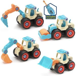 Bouwvoertuigen multicolor speelgoedset met bijgeleverde schroevendraaier - bouwset kinderspeelgoed - educatief speelgoed