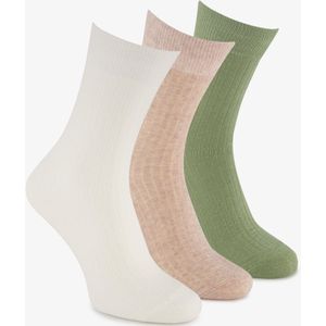 3 paar heren rib sokken groen oranje - Maat 43