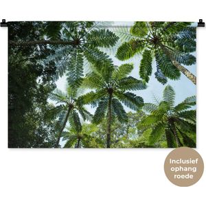 Wandkleed Jungle - Bomen en bladeren in jungle Wandkleed katoen 90x60 cm - Wandtapijt met foto