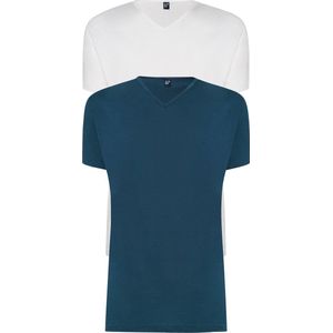 ALAN RED T-shirts Vermont (2-pack) - V-hals - wit en denim blauw - Maat: L