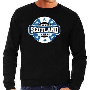Have fear Scotland is here sweater met sterren embleem in de kleuren van de Schotse vlag - zwart - heren - Schotland supporter / Schots elftal fan trui / EK / WK / kleding M
