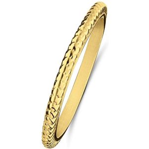 Lucardi Dames Stalen goldplated ring bolletjes - Ring - Staal - Goudkleurig - 18 / 57 mm