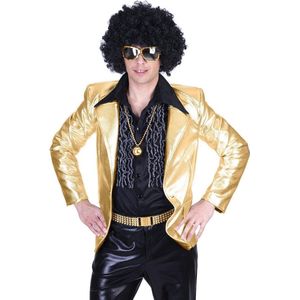 Funny Fashion - Glitter & Glamour Kostuum - Glanzend Goud Disco Godheid Colbert Man - Goud - Maat 60-62 - Carnavalskleding - Verkleedkleding