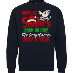 Kersttrui Santa's Sack | Foute Kersttrui Dames Heren | Kerstcadeau | Kerstpakket | Navy | maat L