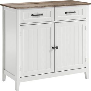 Keukenkast, commode met 2 laden en 2 deuren, keukendressoir met werkbladen, voor keuken, woonkamer, hal en eetkamer (grijs)