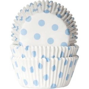 House of Marie Cupcake Vormpjes - Baking Cups - Stip Wit/Baby Blauw - pk/50
