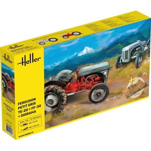1:24 Heller 50326 Ferguson Petit Gris Tractor 2x incl. Diorama Plastic Modelbouwpakket