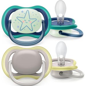 Philips Avent Ultra Air Day & Night 6-18 maanden - 2 speentjes – blauw/grijs – Voor dag en nacht SCF085/70