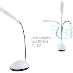 LED bureaulamp - Leeslamp - Draaibaar -  Inclusief batterijen 3xAAA - Oogbescherming - Hobby Lamp - Reis lampje - Wit