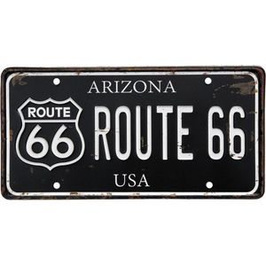 Signs-USA - Souvenir kentekenplaat nummerbord Amerika - verweerd - 30,5 x 15,3 cm - Route 66 zwart