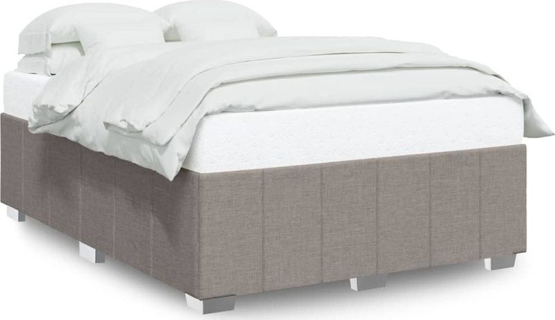 vidaXL - Bedframe - zonder - matras - stof - taupe - 140x190 - cm