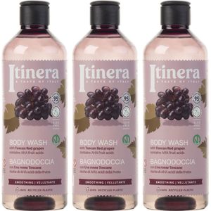 ITINERA - Gladmakende Body Wash met Toscaanse rode druiven, 95% natuurlijke ingrediënten, 370 ml (3 stuks)