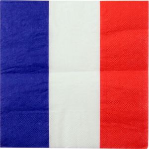 20x Frankrijk thema servetten 33 x 33 cm - Landen thema tafeldecoratie versieringen - Papieren servetjes