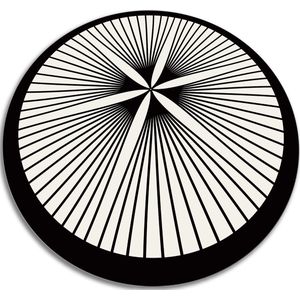 Tulup Vinyl Tapijt - Floristische lijnen Vinylmat - 50 cm - Zwart PVC Floor Mat - Ronde PVC Vloer Mat - Kantoortapijt - Haltapijt