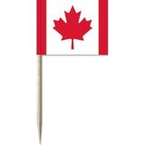 150x Cocktailprikkers Canada 8 cm vlaggetjes - Landen vlaggen feestartikelen en versieringen