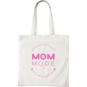 Katoenen Tas met Print - Mom Mode Design - Tote Bag - Wit