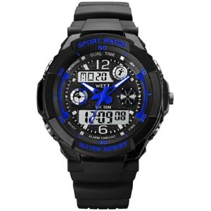 West Watches Model Storm Kinderhorloge Jongen Analoog Digitaal – Sport - Chronograaf – Shockproof - Ø 42 mm - Blauw