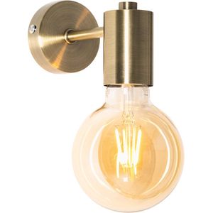 QAZQA facil - Industriele Wandlamp voor binnen - 1 lichts - D 13 cm - Brons - Industrieel - Woonkamer | Slaapkamer | Keuken