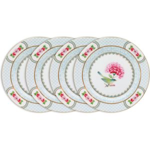 Pip Studio Blushing Birds Gebaksbordjes - Servies - Set van 4 borden - Wit - 17cm