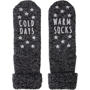Homesocks Cold Days / Warm Socks met antislip - 38 - Zwart