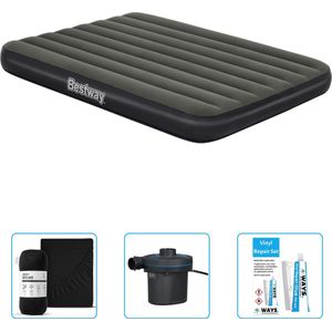Bestway luchtbed - Twijfelaar- 137 x 191 x 25 cm - Groen - Inclusief Hoeslaken - Pomp en Reparatieset