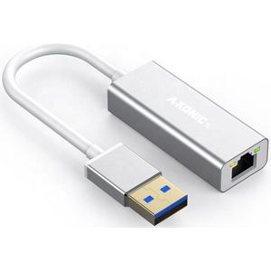 USB 3.0 Naar Ethernet Lan Netwerk Adapter | USB-A To Internet RJ45 Poort | 10/100/1000 Mbps | Surface | Lenovo | Acer | Samsung | Dell | HP | ASUS | Zilver | A-KONIC©