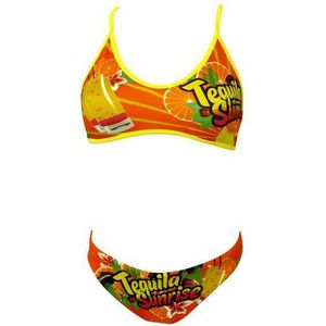 Turbo Tequilla Sunrise Bikini Met Dunne Bandjes Geel,Oranje XL Vrouw