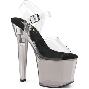 Pleaser - LOVESICK-708T Sandaal met enkelband, Paaldans schoenen - US 7 - 37 Shoes - Zwart/Transparant