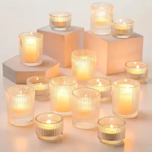 6x Theelichthouders/waxinelichthouders transparant glas 7 cm - Glazen