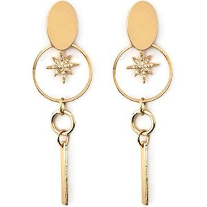 OORBELLEN GEOMETRISCH MET STER - GOUDKLEURIG - N19FW100 - ZATTHU JEWELRY