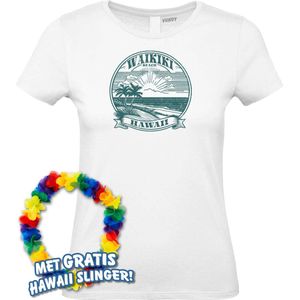 Dames t-shirt Waikiki Beach | Toppers in Concert 2024 | Club Tropicana | Hawaii Shirt | Ibiza Kleding | Wit Dames | maat XXL