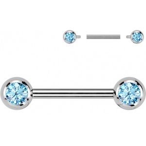 Piercing titanium steen rond aqua 12mm