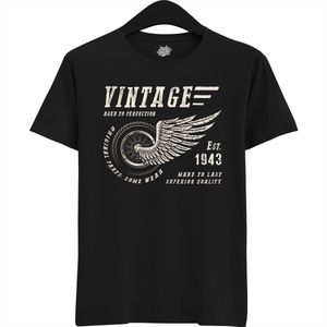 A Vintage Motorcycle Addict Est 1943 | Retro Verjaardag Motor Cadeau Shirt - T-Shirt - Unisex - Zwart - Maat S