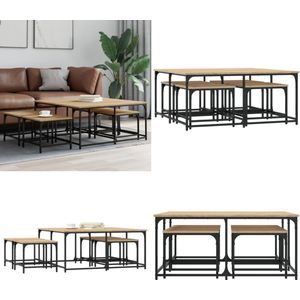 vidaXL 5-delige Tafeltjesset bewerkt hout sonoma eikenkleurig - Nesttafel - Nesttafels - Bijzettafel - Banktafel