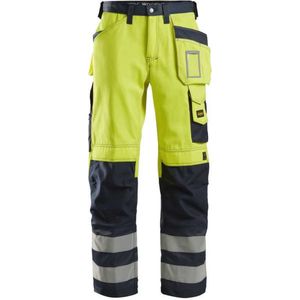 Snickers 3233 High-Vis Broek met Holsterzakken, Klasse 2 - Geel, High Visbility/Donker Blauw - 48