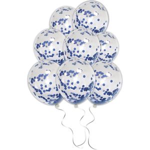 LUQ - Luxe Donker Blauwe Confetti Helium Ballonnen - 50 stuks - Verjaardag Versiering - Decoratie - Latex Ballon Blauw