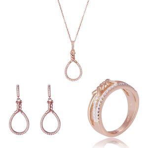 Orphelia SET-7421/56 - Juwelenset: Ketting + Oorbellen + Ring - 925 Zilver Rosé - Zirkonia - 42 cm / Ringmaat 56