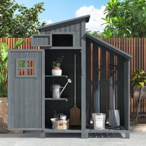 Gereedschapshuis tuinkast gereedschapsschuur gereedschapskast, BxT: 124x46 cm, BxTxH: 124x46x174 cm, ook geschikt voor kleine tuinen, grijs, (houten hut, 1 st., tuinhuis)