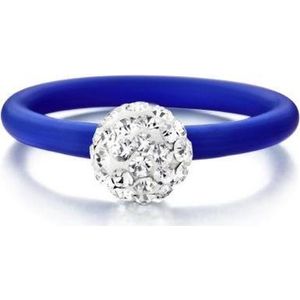 Colori 4 RNG00056 Siliconen Ring met Steen - Kristal Bal 8 mm - One-Size - Blauw