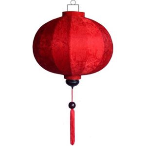 Rode zijden Chinese lampion lamp rond - G-RD-45-S