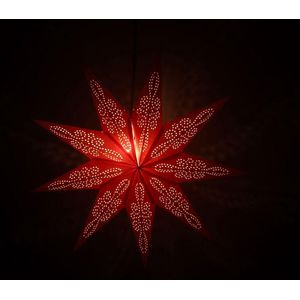 Kerstster met verlichtingsset nr. 57 - Rood - 9 punten - Kerstverlichting - Kerstdecoratie - Ø 60 cm - Kerst