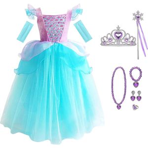 Prinsessenjurk meisje - verkleedkleding - maat 140/146 (140) - carnavalskleding - cadeau meisje - zeemeermin verkleedkleren