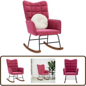 vidaXL Schommelstoel - Fluweel - Wijnrood Schommelstoel - Lounge Stoel - Relaxfauteuil - Fluweel Stoel - Wijnrode Stoel